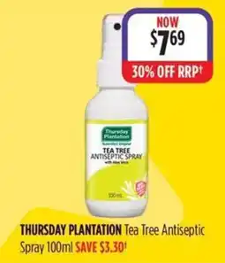Wizard Pharmacy THURSDAY PLANTATION Tea Tree Antiseptic Spray offer