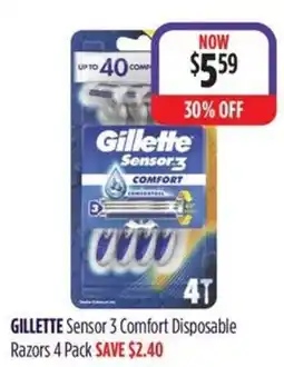 Wizard Pharmacy GILLETTE Sensor 3 Comfort Disposable Razors offer