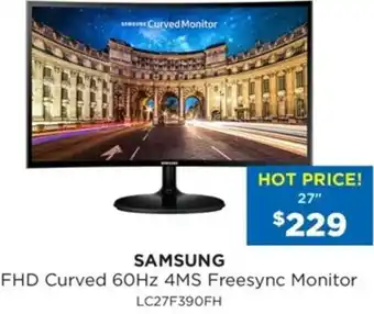 Bing Lee Samsung FHD Curved 60Hz 4MS Freesync Monitor LC27F390FH offer