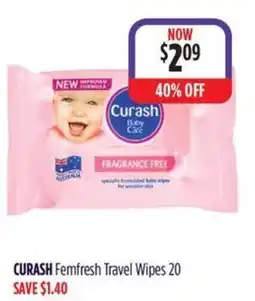 Wizard Pharmacy CURASH Femfresh Travel Wipes 20 offer