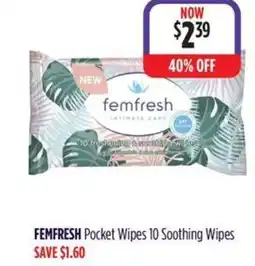 Wizard Pharmacy FEMFRESH Pocket Wipes offer