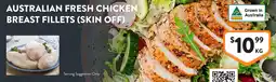 Foodworks Australian fresh chicken breast fillets (skin off). offer