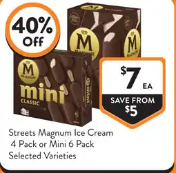 Foodworks Streets Magnum Ice Cream or Mini offer