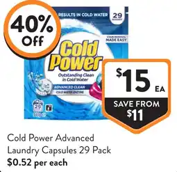 Foodworks Cold Power Advanced Laundry Capsules offer