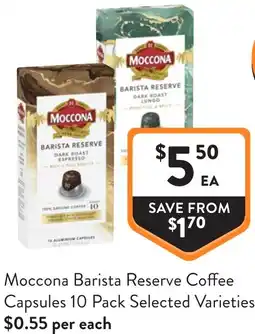 Foodworks Moccona Barista Reserve Coffee Capsules offer