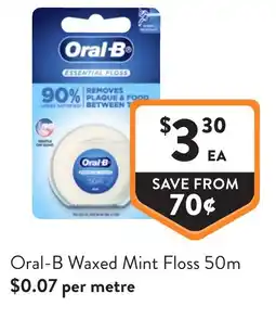 Foodworks Oral-B Waxed Mint Floss offer
