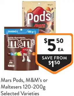 Foodworks Mars Pods, M&M's or Maltesers offer