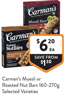 Foodworks Carman's Muesli or Roasted Nut Bars offer