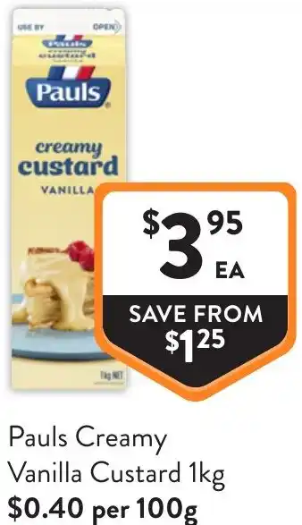 Foodworks Pauls Creamy Vanilla Custard offer