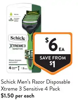 Foodworks Schick Men's Razor Disposable Xtreme 3 Sensitive offer