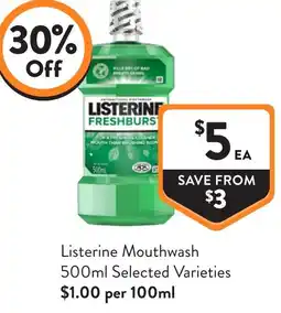 Foodworks Listerine Mouthwash offer