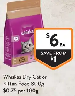 Foodworks Whiskas Dry Cat or Kitten Food offer