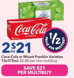 Ritchies Coca-Cola or Mount Franklin Varieties offer