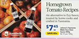 Ritchies Johnno's Tasmania Make Your Own Sauce offer