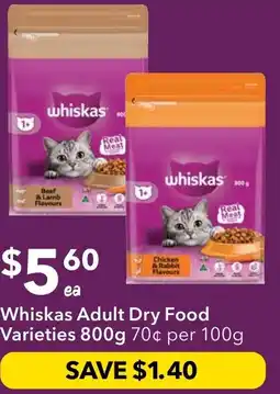 Ritchies Whiskas Adult Dry Food Varieties offer