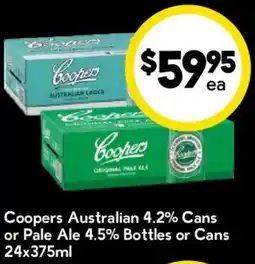 Drakes Coopers Australian 4.2% Cans or Pale Ale 4.5% Bottles or Cans offer