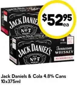 Drakes Jack Daniels & Cola 4.8% Cans offer