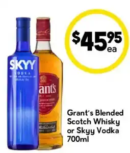 Drakes Grant's Blended Scotch Whisky or Skyy Vodka offer