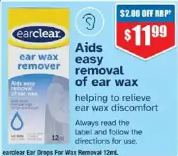 Chemist Warehouse earclear Ear Drops For Wax Removal offer
