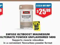 Chemist Warehouse Swisse ultiboost magnesium glycinate powder unflavoured offer