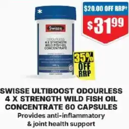 Chemist Warehouse Swisse ultiboost odourless 4 x strength wild fish oil concentrate offer