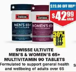 Chemist Warehouse Swisse ultivite men's & women's 65+ multivitamin offer