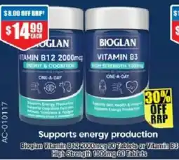 Chemist Warehouse Bioglan Vitamin B12 or Vitamin B3 High Strength offer