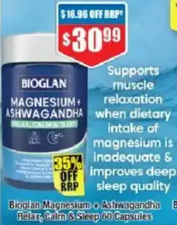 Chemist Warehouse Bioglan Magnesium + Ashwagandha Relax, Calm & Sleep offer