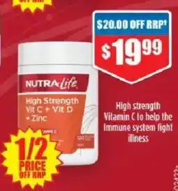 Chemist Warehouse NUTRA Life High Strength Vit C + Vit D +Zinc offer