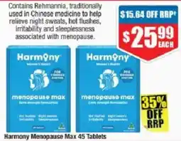 Chemist Warehouse Harmony Menopause Max offer