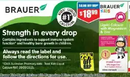 Chemist Warehouse Brauer Kids Liquid Calcium with Magnesium & Zinc offer