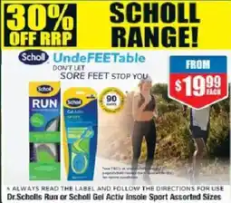Chemist Warehouse Dr.Scholls Run or Scholl Gel Activ Insole Sport offer
