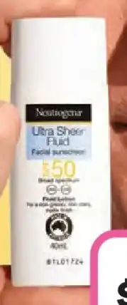Priceline Neutrogena Ultra Sheer Face Lotion Sunscreen SPF50 offer