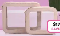 Priceline MP Cosmetics Transparent Two-Piece Cosmetic Bag Set Pink offer