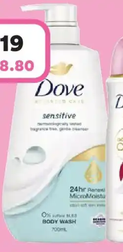 Priceline Dove Advanced Care Sensitive Body Wash offer