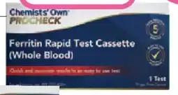 Priceline Chemists' Own PROCHECK Ferritin Rapid Test Cassette (Whole Blood) offer