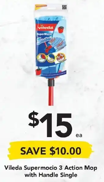 Drakes Vileda Supermocio 3 Action Mop with Handle Single offer