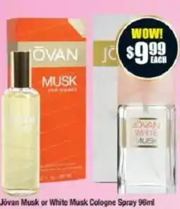 Chemist Warehouse Jovan Musk or White Musk Cologne Spray offer