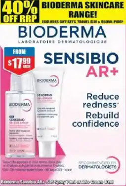 Chemist Warehouse Bioderma Sensibio AR+ SOS Spray 70ni or AR+ Cream offer