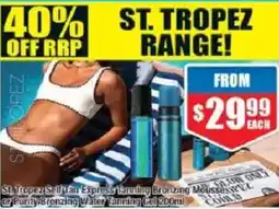 Chemist Warehouse St. Tropez Self Tan Express Tanning Bronzing Mousses or Purity Bronzing Water Tanning Gel offer