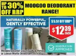 Chemist Warehouse Moogoo Coconut Cream, Oats & Honey or Lemon Myrtle Deodorant Stick offer