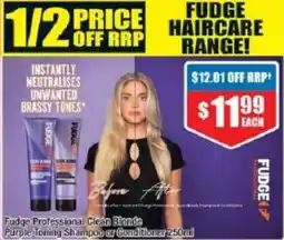 Chemist Warehouse Fudge Professional Clean Blonde Purple Toning Shampoo or Conditioner offer