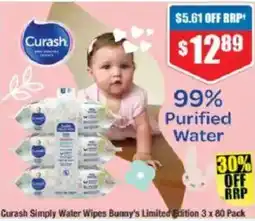Chemist Warehouse Curash Simply Water Wipes Bunny's Limited Edition offer