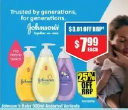 Chemist Warehouse Johnson's Baby Assorted Variants offer