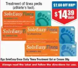 Chemist Warehouse Ego SolvEasy Once Daily Tinea Treatment Gel or Cream offer