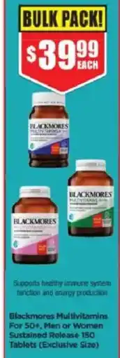Chemist Warehouse Blackmores Multivitamins For 50+, Men or Women Sustained Release offer
