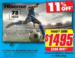 The Good Guys 75 u6qau pro 4k uled mini-led tv 2025 offer