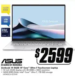 The Good Guys Zenbook 14 OLED 14 Core Ultra 7 Touchscreen Laptop offer