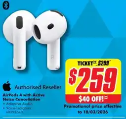The Good Guys AirPods 4 with Active Noise Cancellation offer