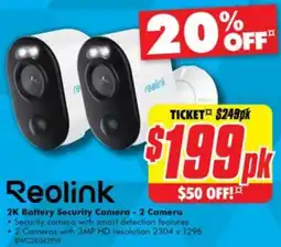 The Good Guys 2K Battery Security Camera - 2 Camera offer